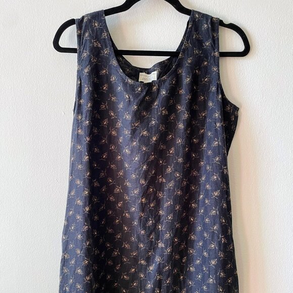 Lord & Taylor Dresses & Skirts - Vintage Lord & Taylor Navy Blue Linen Floral Maxi Dress